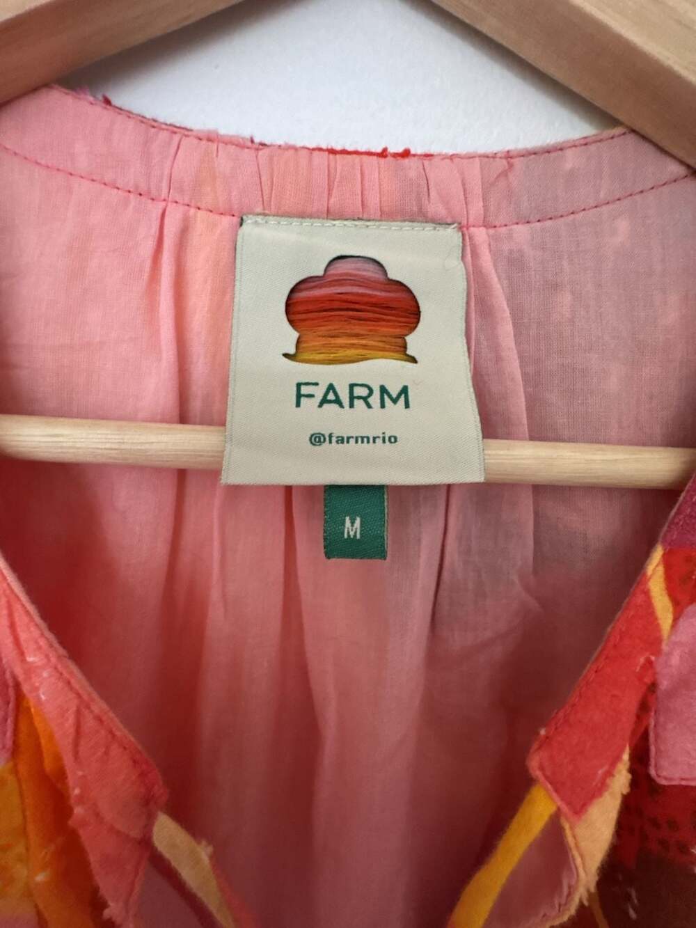 Farm Rio Pink Orange Patchwork Midi Dress Size M - Picture 2 of 5